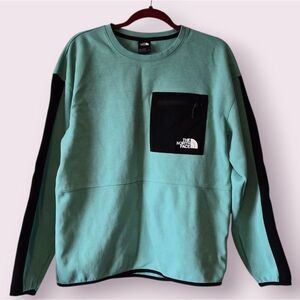 The North Face TNF Mens Medium Tech Crew Neck Sweatshirt Shady Green And Black